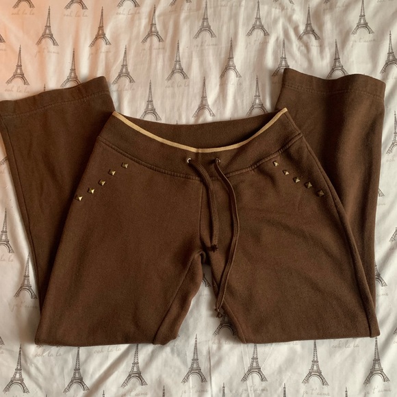 Y2K BROWN LOW RISE BOOTCUT JOGGERS SIZE S - Picture 1 of 3